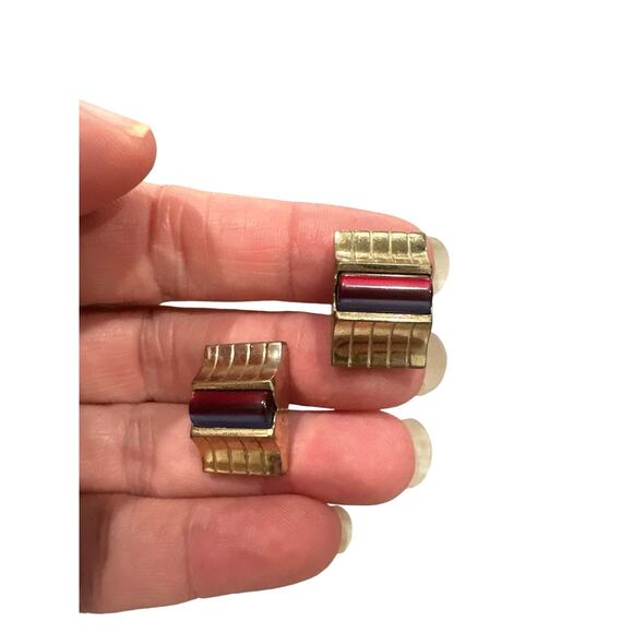 VTG Kreisler Craft Change-O-Color Rollisphere Cuff Links Red to Blue, Gold Tone - Picture 3 of 6